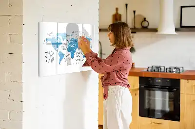 Lavagna magnetica per disegnare mappa blu della Terra