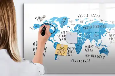 Lavagna magnetica per disegnare mappa blu della Terra