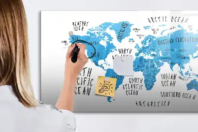 Lavagna magnetica per disegnare mappa blu della Terra