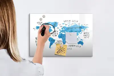 Lavagna magnetica per disegnare mappa blu della Terra