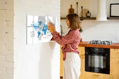 Lavagna magnetica per disegnare mappa blu della Terra