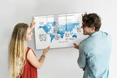 Lavagna magnetica per disegnare mappa blu della Terra