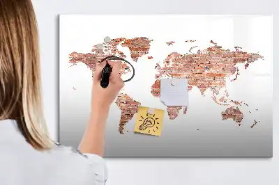 Lavagna magnetica per disegnare con stampa di vecchia mappa su mattoni