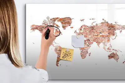 Lavagna magnetica per disegnare con stampa di vecchia mappa su mattoni