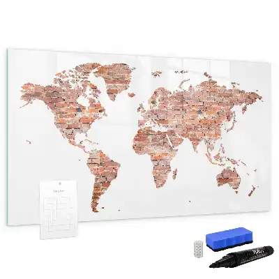 Lavagna magnetica per disegnare con stampa di vecchia mappa su mattoni
