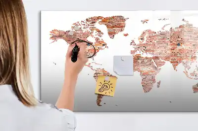 Lavagna magnetica per disegnare con stampa di vecchia mappa su mattoni