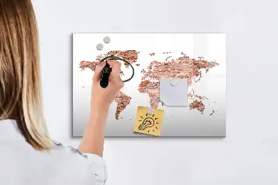 Lavagna magnetica per disegnare con stampa di vecchia mappa su mattoni