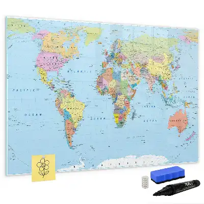 Mappa del mondo lavagna magnetica per scrivere