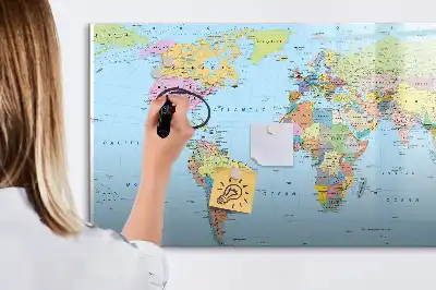 Mappa del mondo lavagna magnetica per scrivere