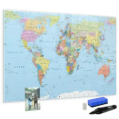 Mappa del mondo lavagna magnetica per scrivere