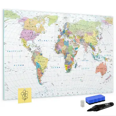 Mappa del mondo lavagna magnetica per disegnare