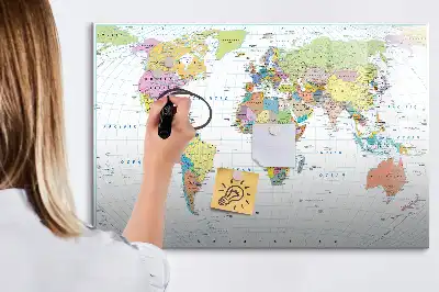 Mappa del mondo lavagna magnetica per disegnare