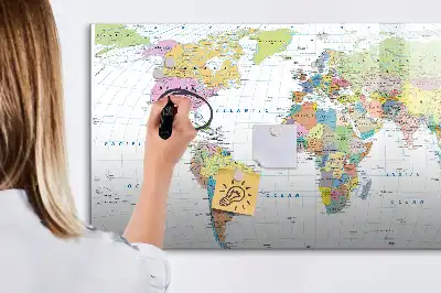 Mappa del mondo lavagna magnetica per disegnare
