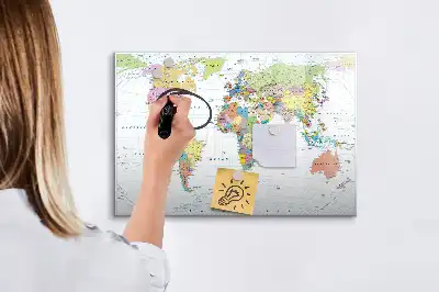 Mappa del mondo lavagna magnetica per disegnare