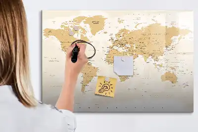 Mappa del mondo politica lavagna magnetica per scrivere