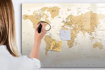 Mappa del mondo politica lavagna magnetica per scrivere