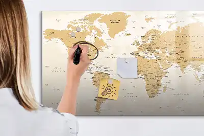 Mappa del mondo politica lavagna magnetica per scrivere