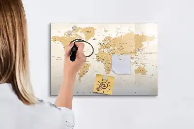 Mappa del mondo politica lavagna magnetica per scrivere
