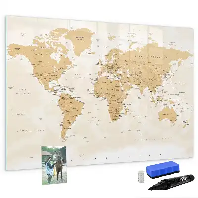 Mappa del mondo politica lavagna magnetica per scrivere