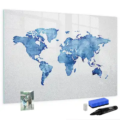 Mappa del mondo ad acquerello lavagna magnetica per disegnare