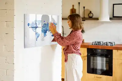Mappa del mondo ad acquerello lavagna magnetica per disegnare