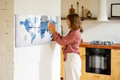 Mappa del mondo ad acquerello lavagna magnetica per disegnare