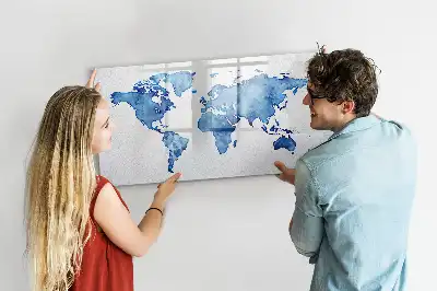 Mappa del mondo ad acquerello lavagna magnetica per disegnare