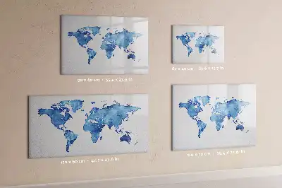 Mappa del mondo ad acquerello lavagna magnetica per disegnare