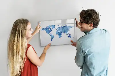 Mappa del mondo ad acquerello lavagna magnetica per disegnare