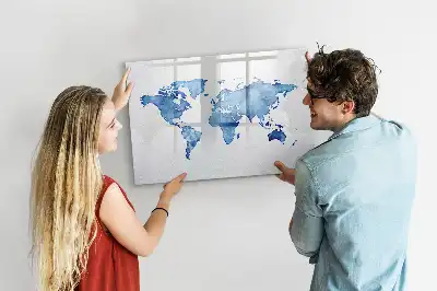 Mappa del mondo ad acquerello lavagna magnetica per disegnare