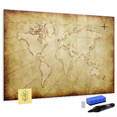 Lavagna magnetica per disegnare con design a vecchia mappa del mondo
