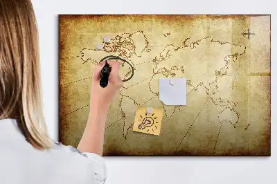 Lavagna magnetica per disegnare con design a vecchia mappa del mondo