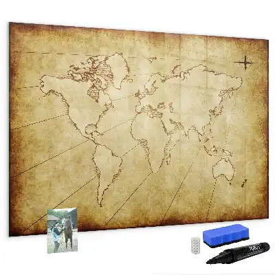 Lavagna magnetica per disegnare con design a vecchia mappa del mondo