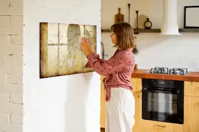 Lavagna magnetica per disegnare con design a vecchia mappa del mondo