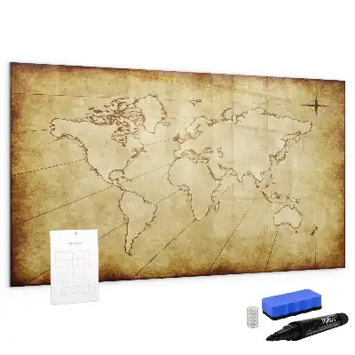 Lavagna magnetica per disegnare con design a vecchia mappa del mondo