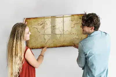 Lavagna magnetica per disegnare con design a vecchia mappa del mondo