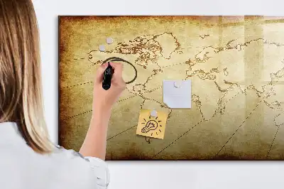 Lavagna magnetica per disegnare con design a vecchia mappa del mondo