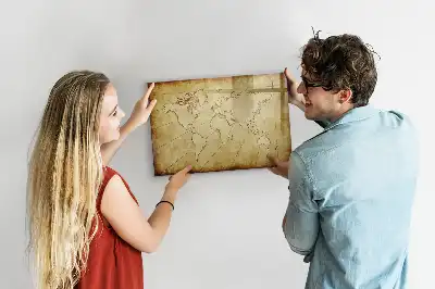 Lavagna magnetica per disegnare con design a vecchia mappa del mondo