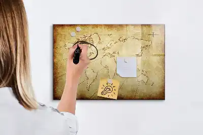 Lavagna magnetica per disegnare con design a vecchia mappa del mondo
