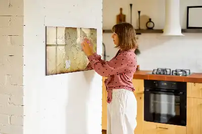 Lavagna magnetica per disegnare con design a vecchia mappa del mondo