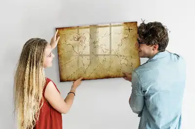 Lavagna magnetica per disegnare con design a vecchia mappa del mondo