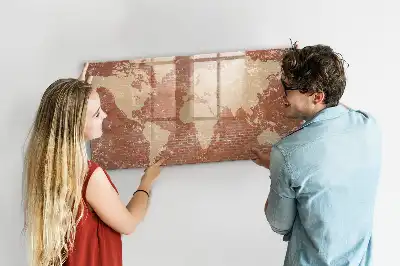 Mappa del mondo su mattoni lavagna magnetica per disegnare