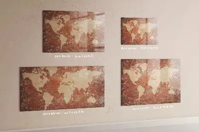 Mappa del mondo su mattoni lavagna magnetica per disegnare
