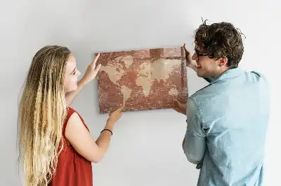 Mappa del mondo su mattoni lavagna magnetica per disegnare