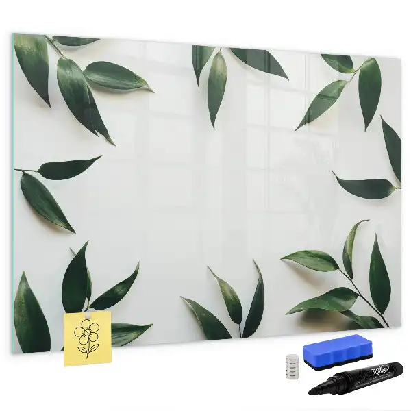 Lavagna magnetica da scrivere con cornice a foglie