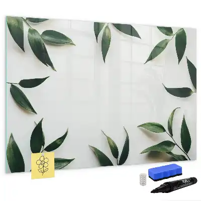 Lavagna magnetica da scrivere con cornice a foglie