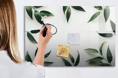 Lavagna magnetica da scrivere con cornice a foglie