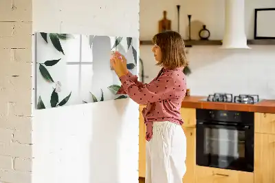 Lavagna magnetica da scrivere con cornice a foglie