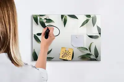 Lavagna magnetica da scrivere con cornice a foglie