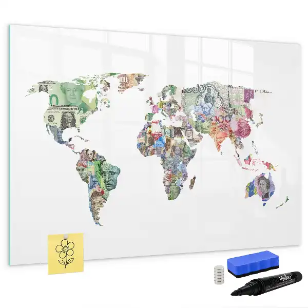 Lavagna magnetica decorazione da parete a forma di mappa con banconote